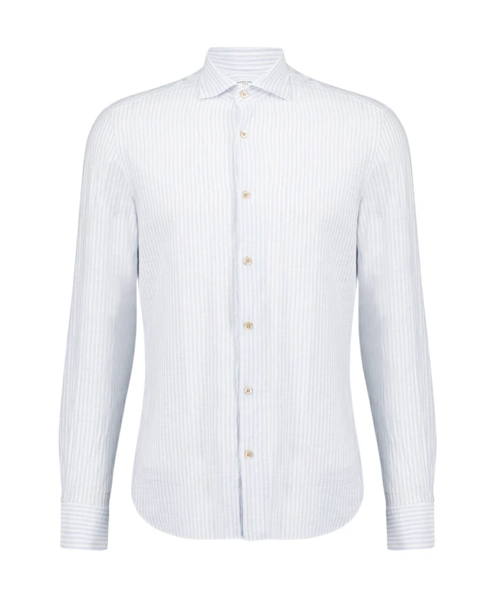 

Полосатая хлопково-льняная рубашка Boglioli, синий