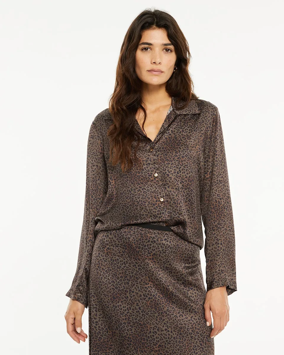 

Женская рубашка с анималистичным принтом и застежкой на пуговицы System Action, темно-коричневый