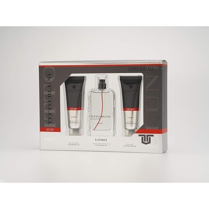 Titto Bluni Assoluto Sport Uomo Gift Set For Men Eau De Toilette 75ml After-Shave 75ml Shower Gel 75ml Spicy Citrus Scent Fresh Long-Lasting Fragrance — фото 2