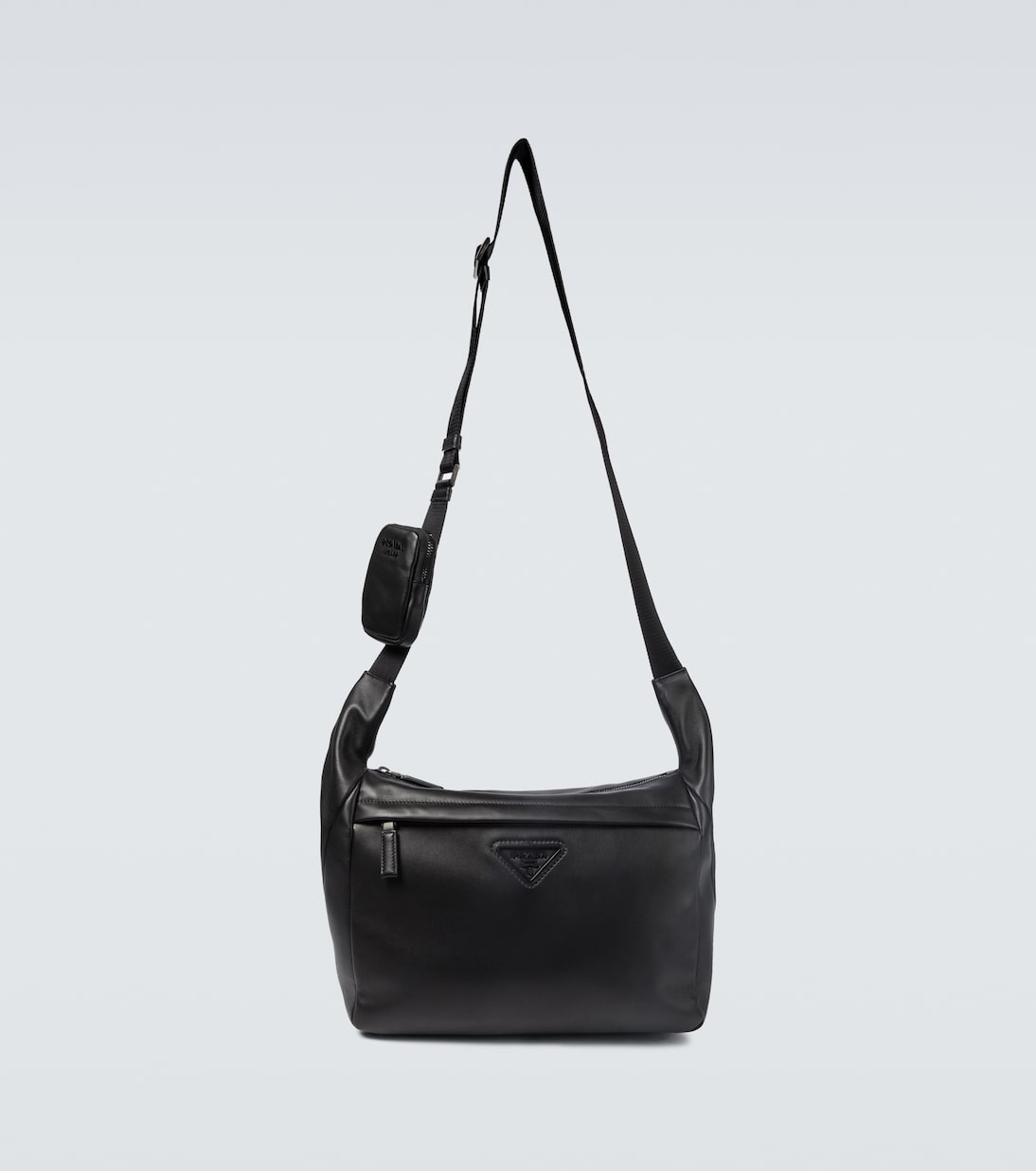 

Кожаная сумка через плечо Prada, черный