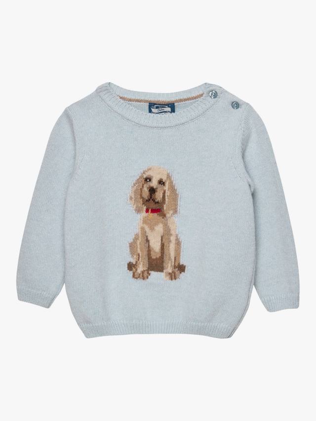 

Детский свитер для щенка из шерстяной смеси Trotters, Icy Blue