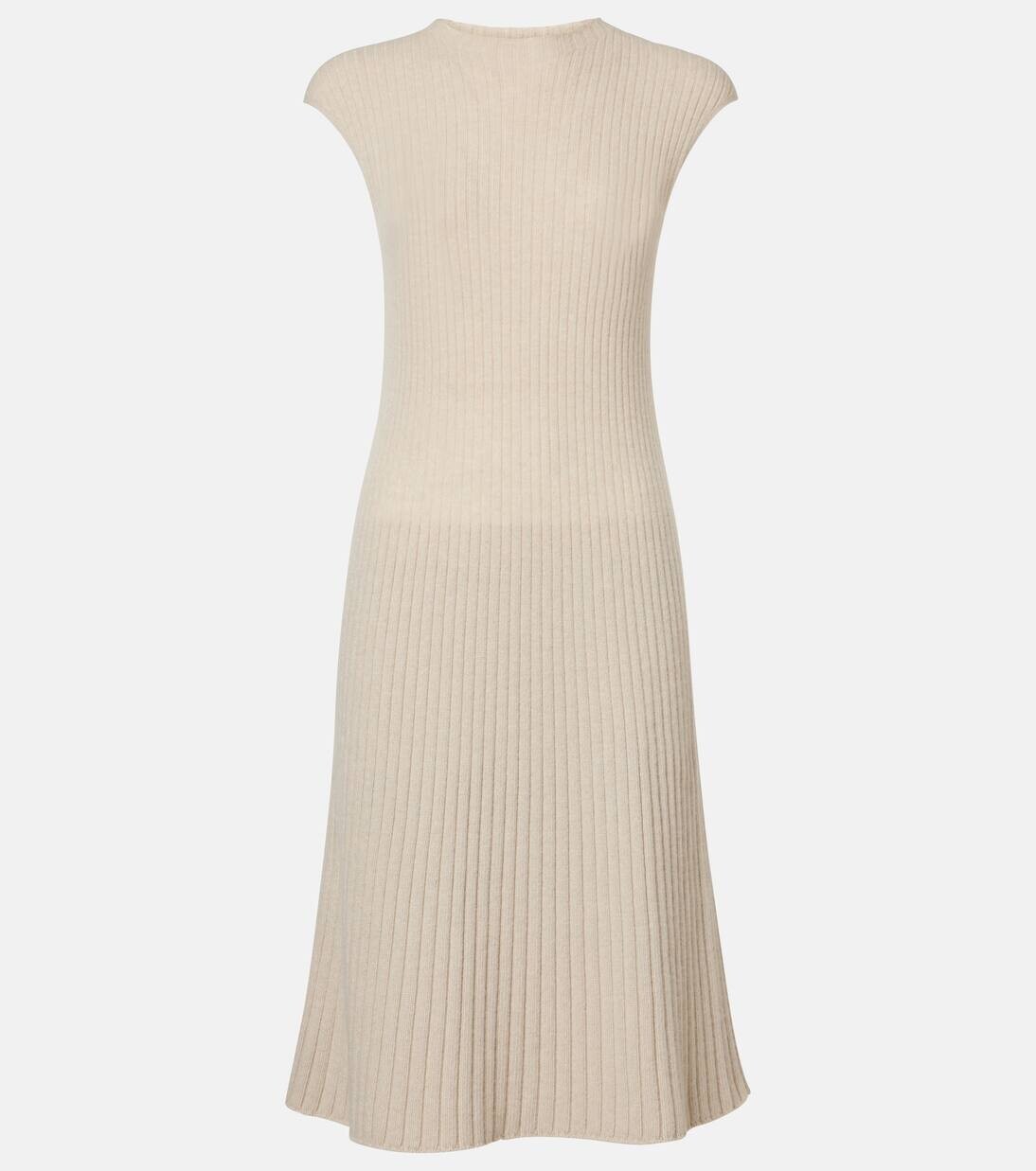 

Платье миди из кашемира в рубчик Cervatto Loro Piana, цвет ivory lace melange