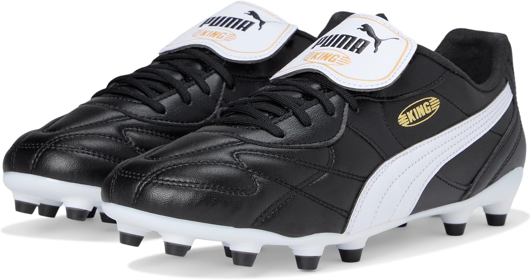 

Кроссовки PUMA King Top Firm, Artificial Ground Soccer Cleats, цвет Black/White/Gold