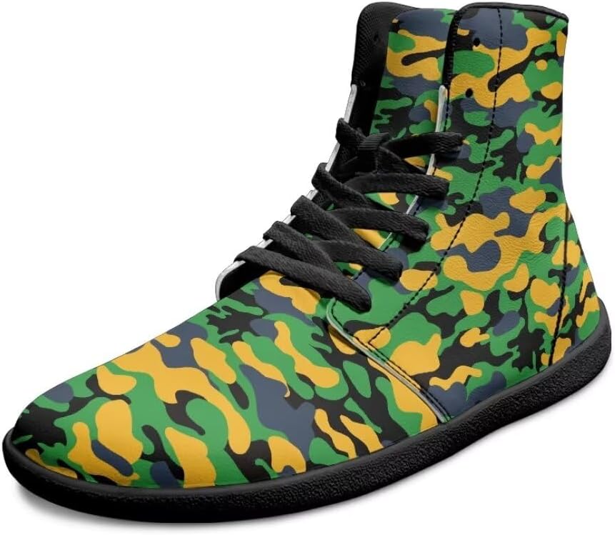 

Мужские рабочие кроссовки с камуфляжным принтом, высокие, легкие, с противоскользящей подошвой и нулевым перепадом высоты Getelinseng, желтый
