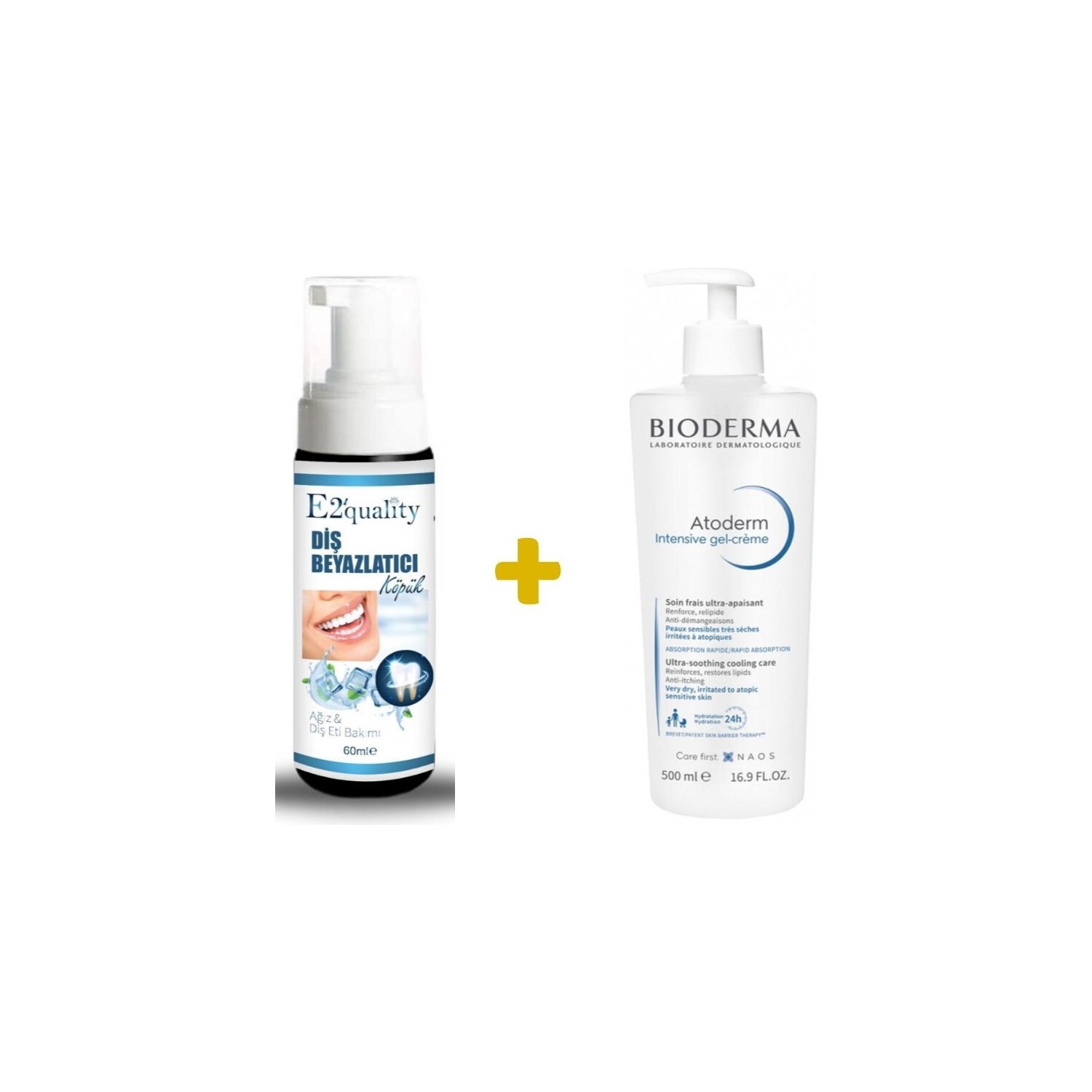 

Пенка для отбеливания зубов Neutrogena E2'quality + Интенсивный гель-крем Bioderma Atoderm 500 мл