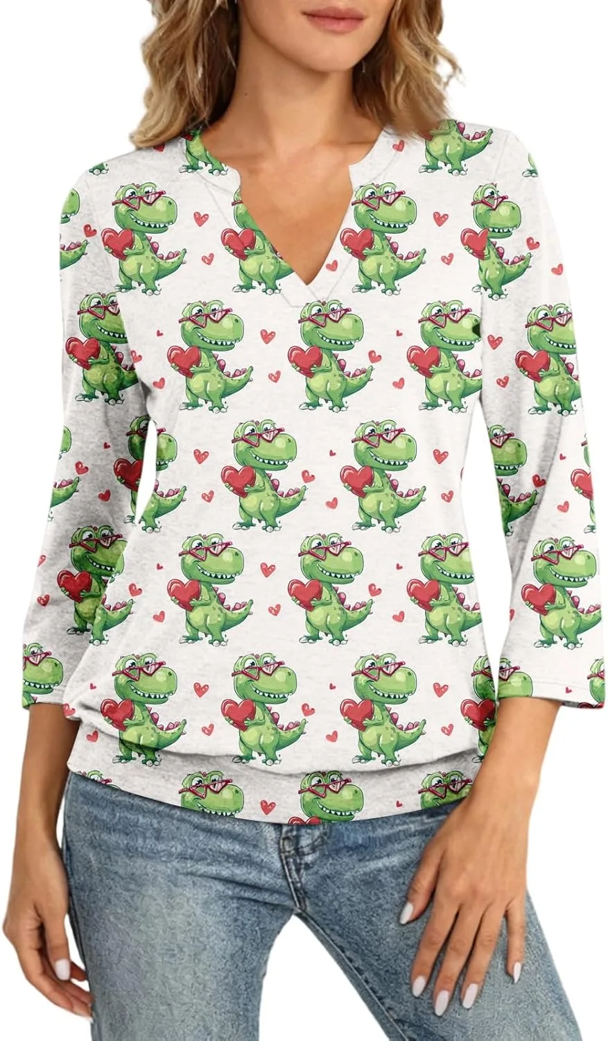 

Женская блузка 3/4 рукава plus size с v-образным вырезом и пуговицами FlekmanArt