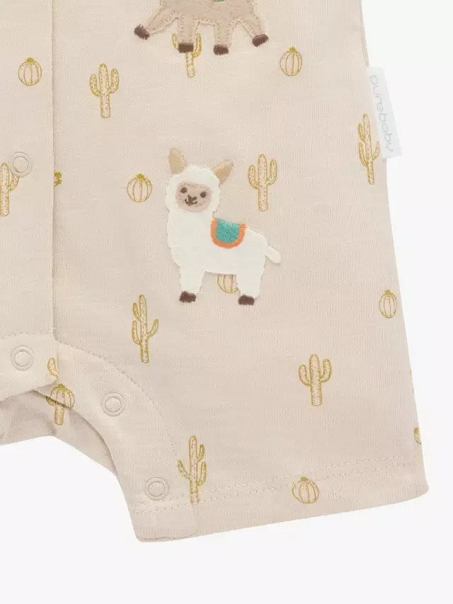 Детский комбинезончик Baby Llama Fiesta с принтом кактусов Purebaby — фото 4
