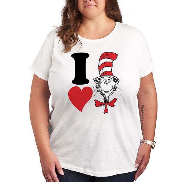 

Футболка Plus size с принтом "I love cat in the hat" Dr. Seuss, White, Белый, Футболка Plus size с принтом "I love cat in the hat" Dr. Seuss, White