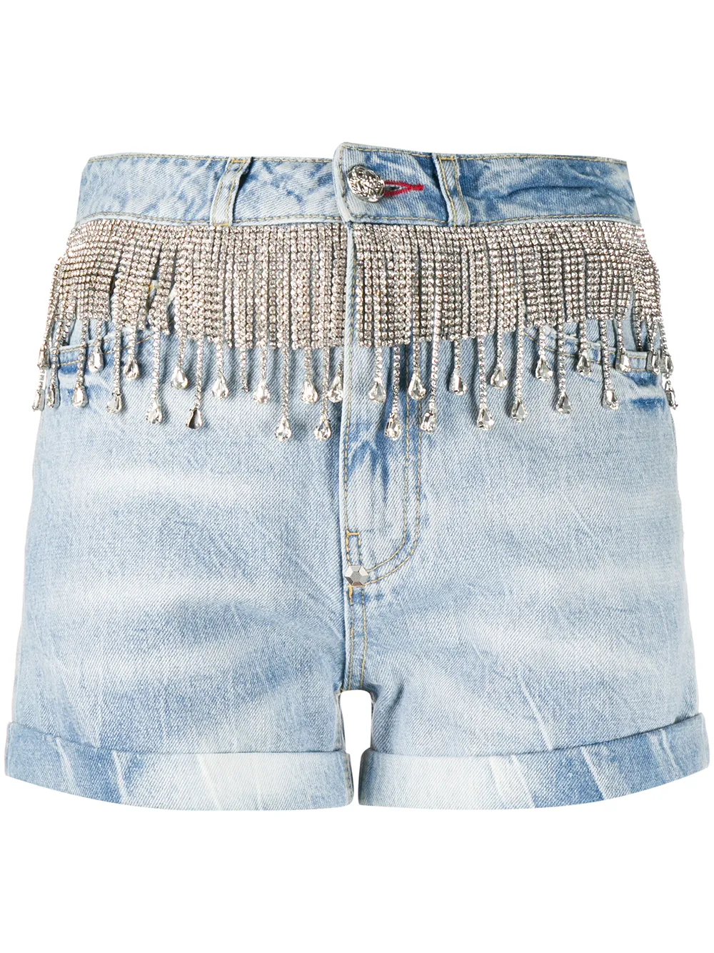 

Джинсовые шорты с кристаллами Philipp Plein, синий