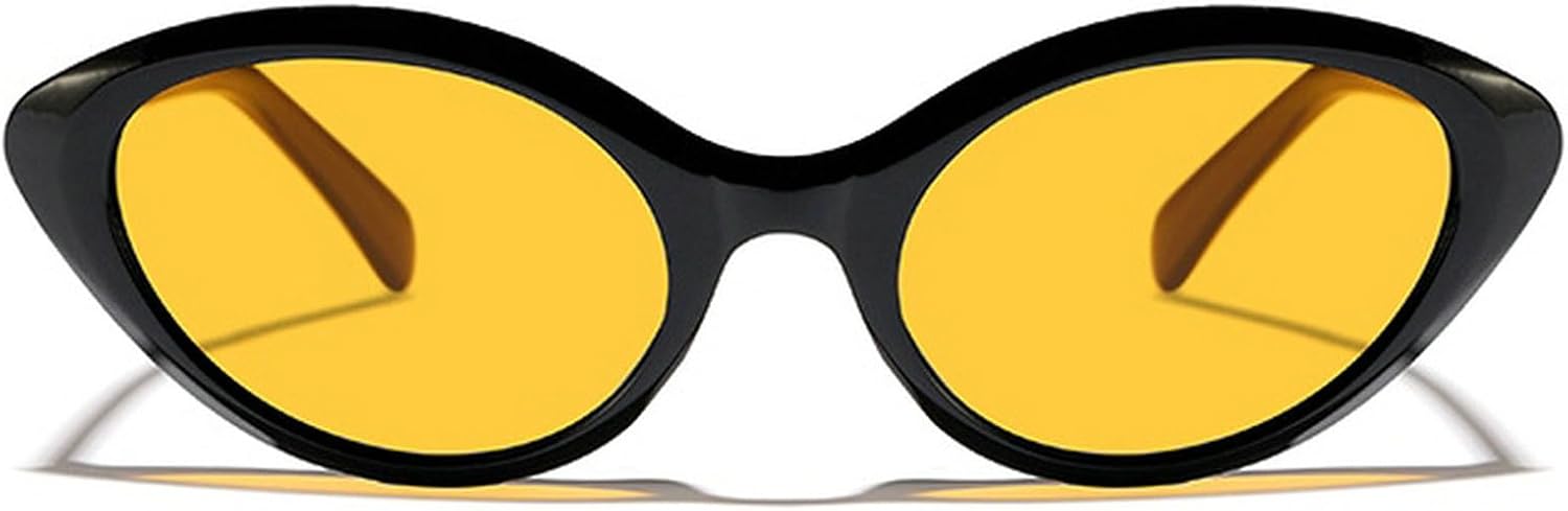 

Винтажные женские солнцезащитные очки «кошачий глаз», винтажные солнцезащитные очки в маленькой оправе для мужчин, роскошные очки для путешествий на открытом воздухе, защита от ультрафиолета UV400 mincl, Black Yellow