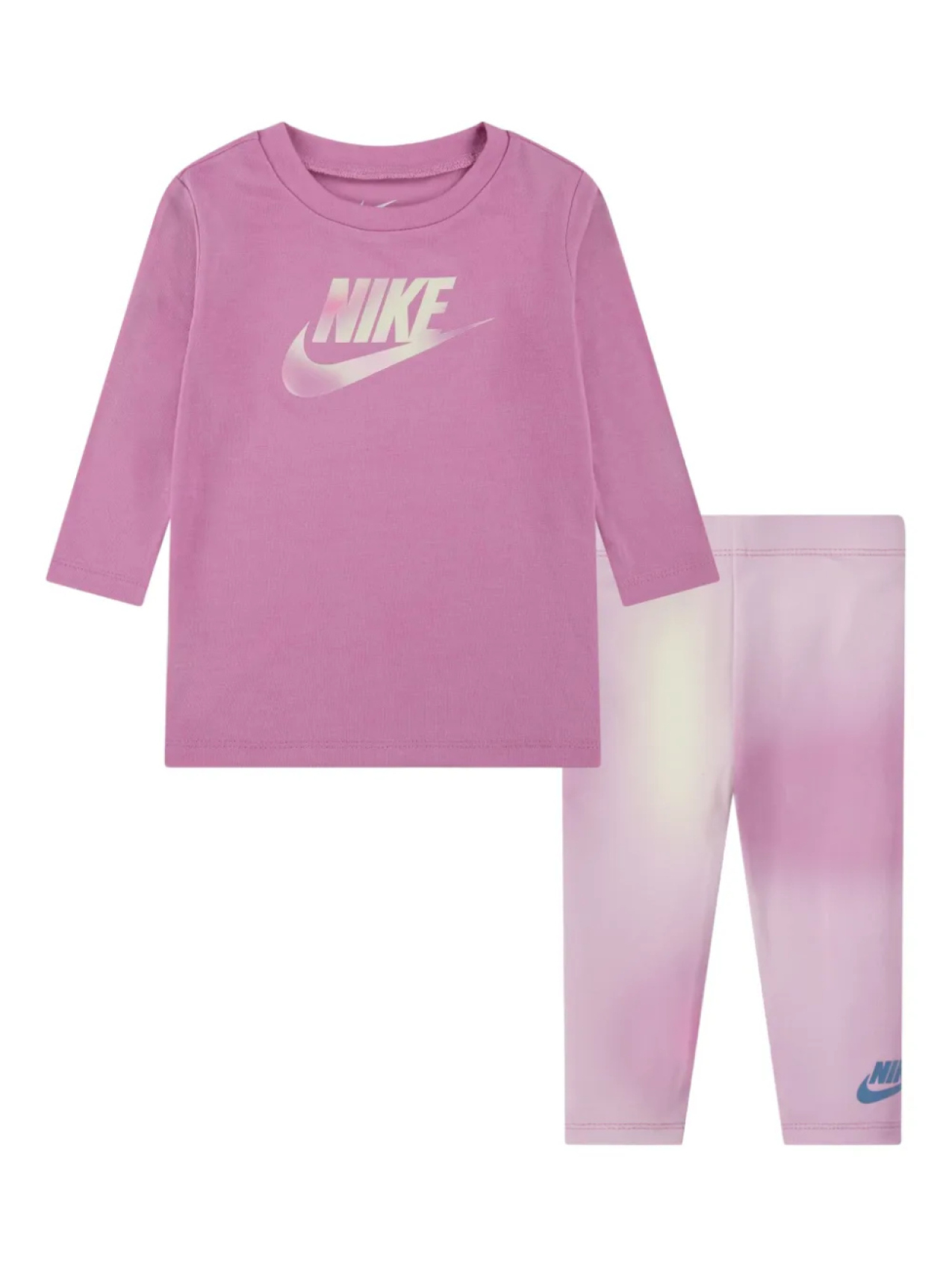 

Детский топ с логотипом Nike и леггинсы с эффектом тай-дай Nike Kids, розовый