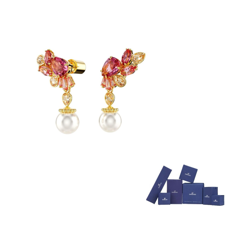 

Swarovski Кристальные циркониевые жемчужные позолоченные серьги Red