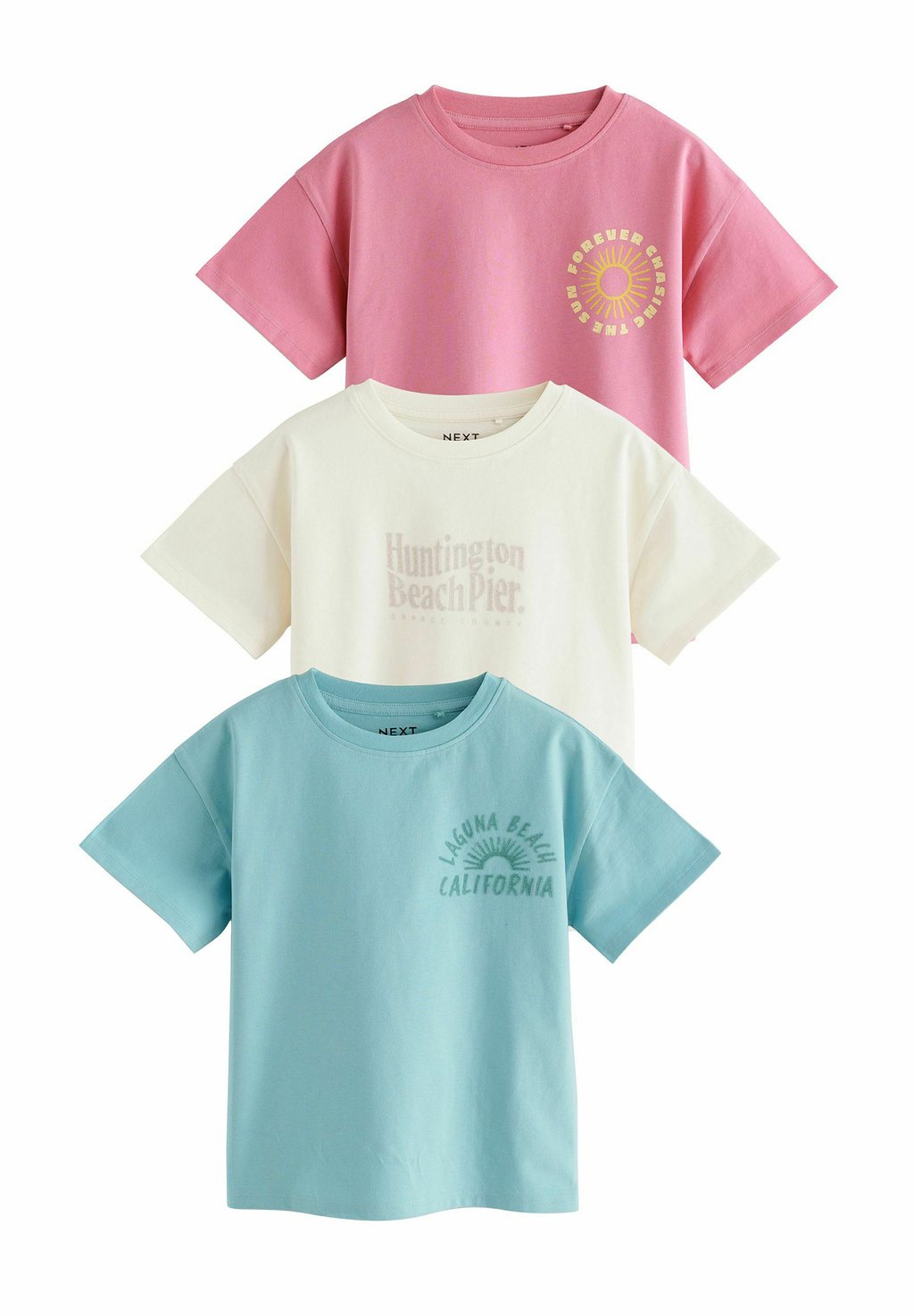 

Футболка с принтом BEACH SLOGAN 3 PACK Next, фуксия