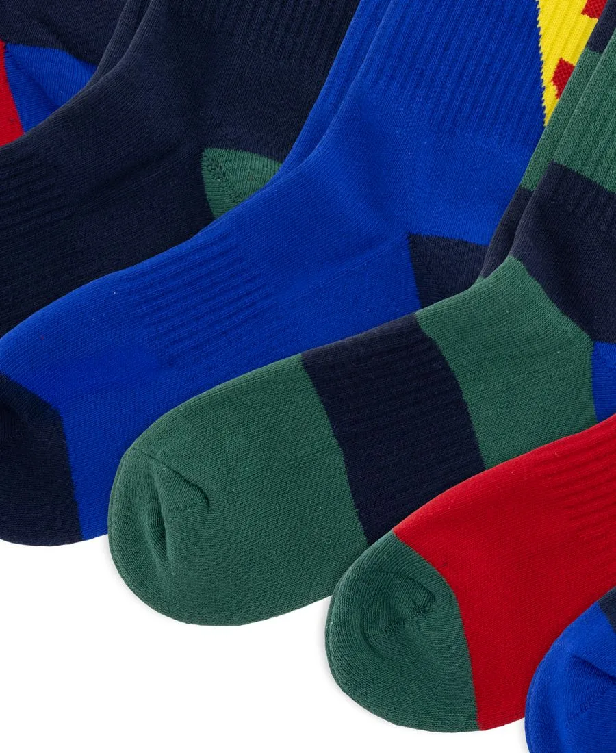 Мужские носки с цветными блоками, набор из 6 пар Polo Ralph Lauren, красный rugby/темно-синий/royal/темно-синий/красный/зеленый rugby — фото 3