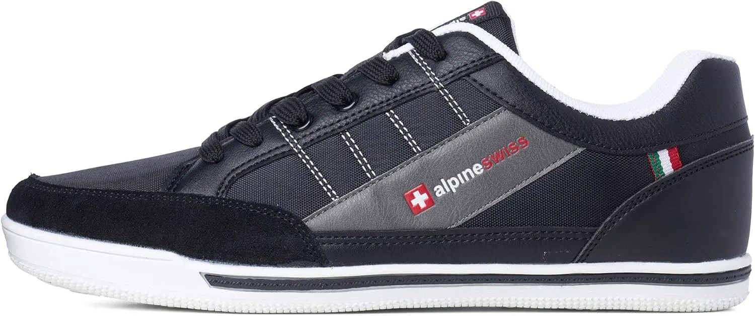 Мужские кроссовки Alpine Swiss Stefan с замшевой отделкой в ​​стиле ретро, Black — фото 3