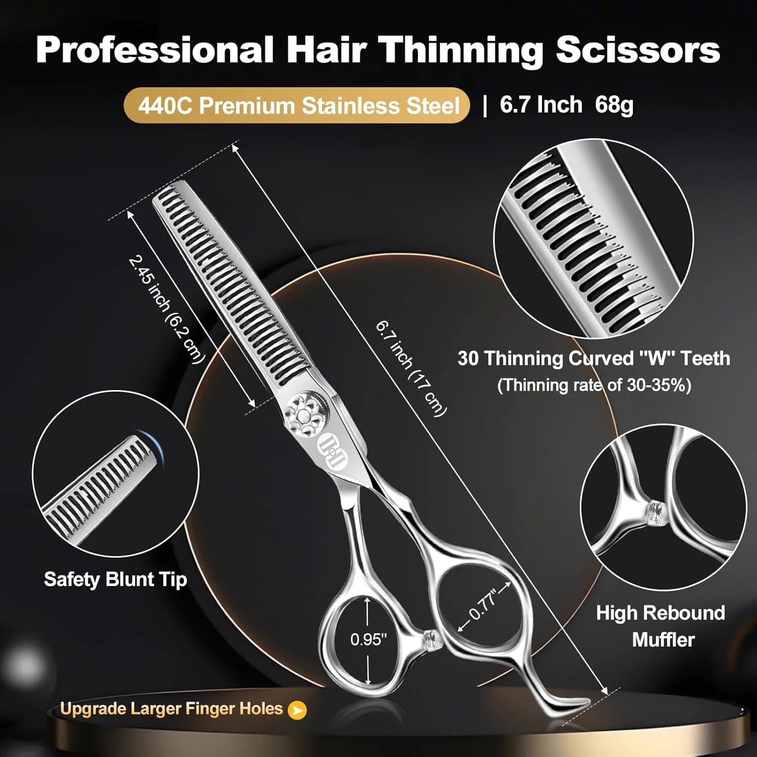 Набор профессиональных парикмахерских ножниц 6.7 дюймов от CIICII Ciicii, Silver Hairdressing Scissors — фото 3
