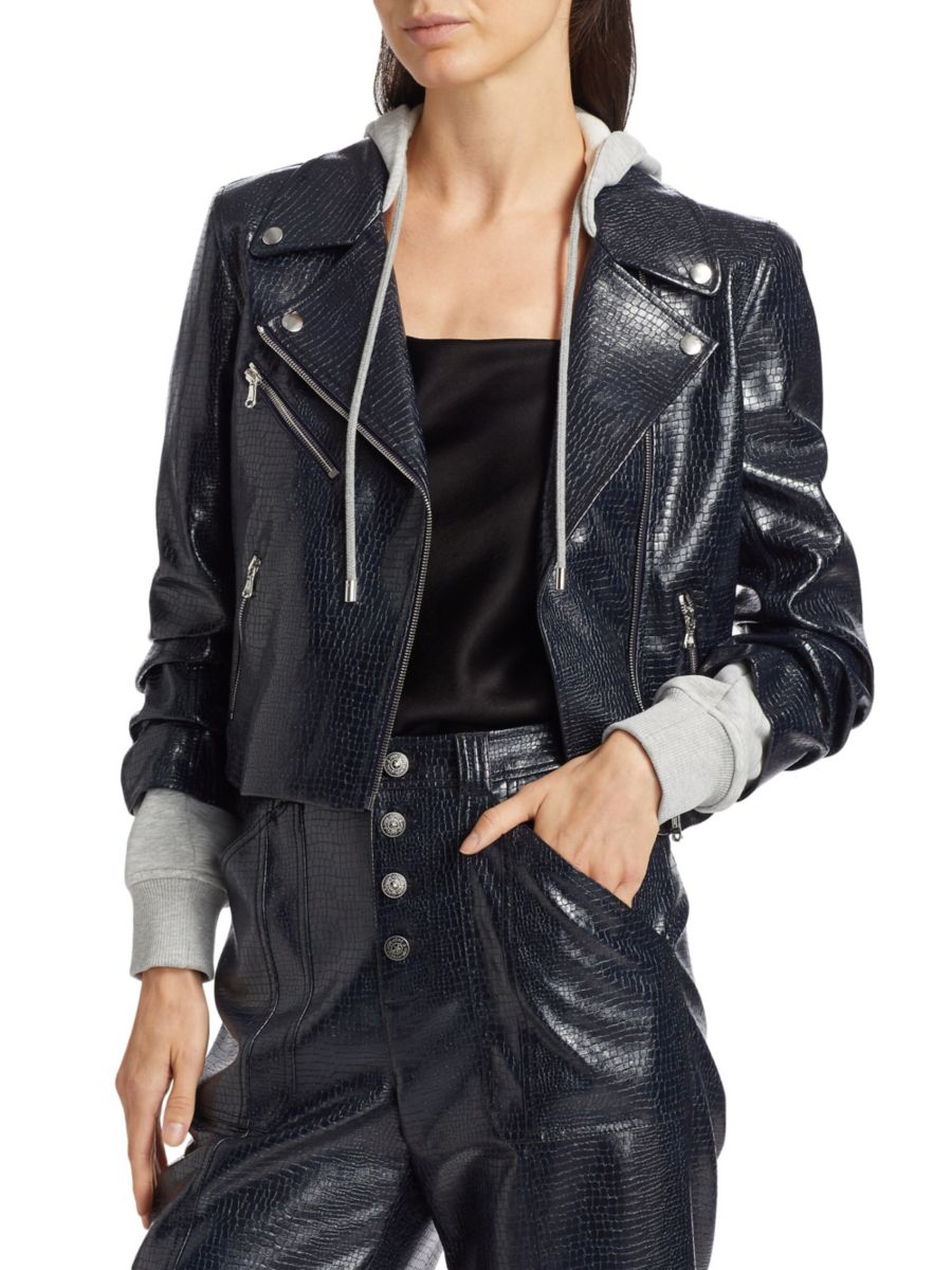 

Куртка Evie из текстурированной искусственной кожи змеиного цвета Cinq à Sept, цвет Navy Heather Grey