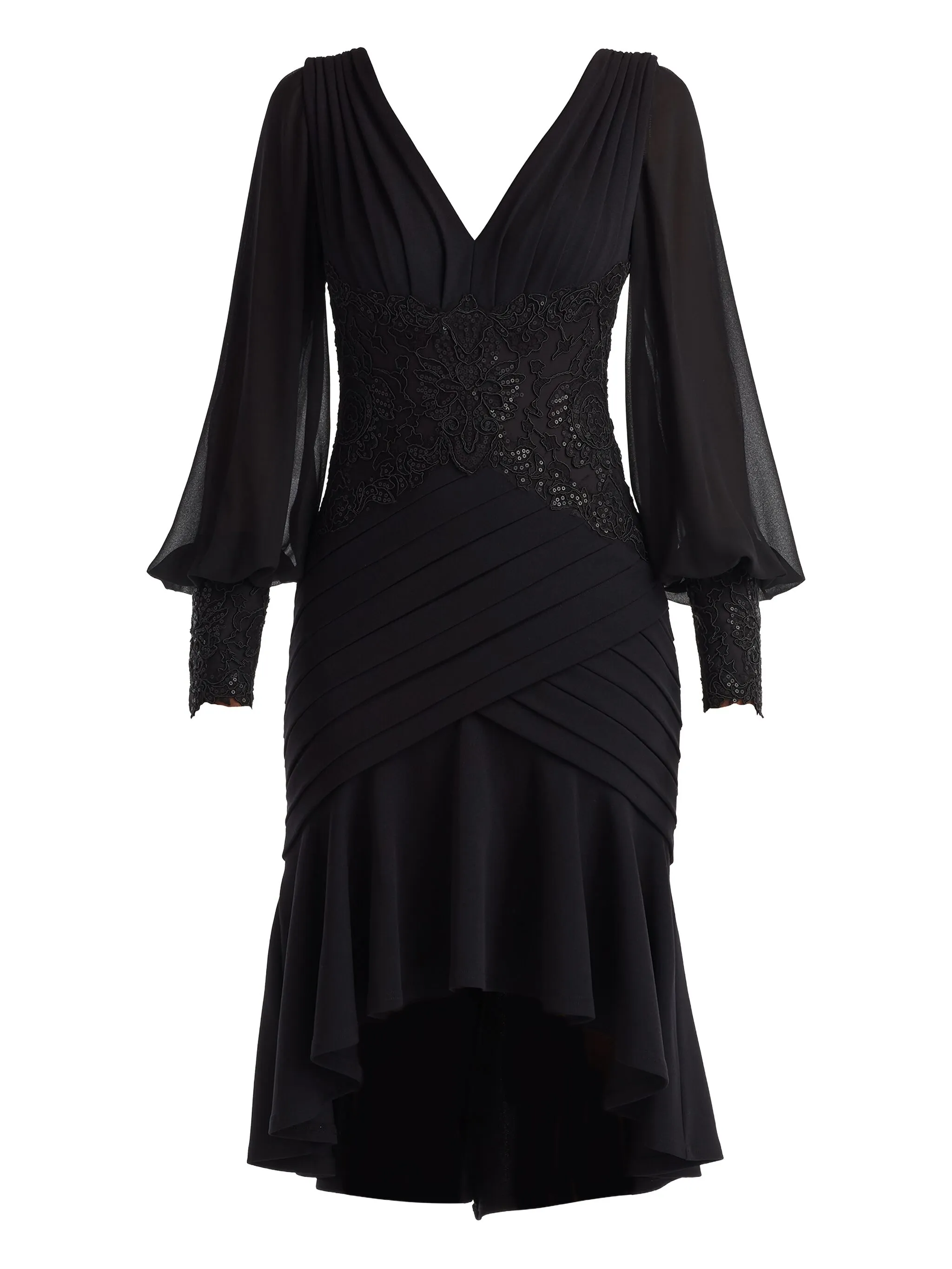 

Кружевное платье миди с пайетками Tadashi Shoji, черный