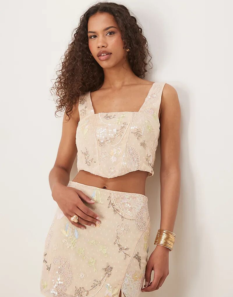 

Розовый топ с вышивкой и пайетками от ASOS DESIGN