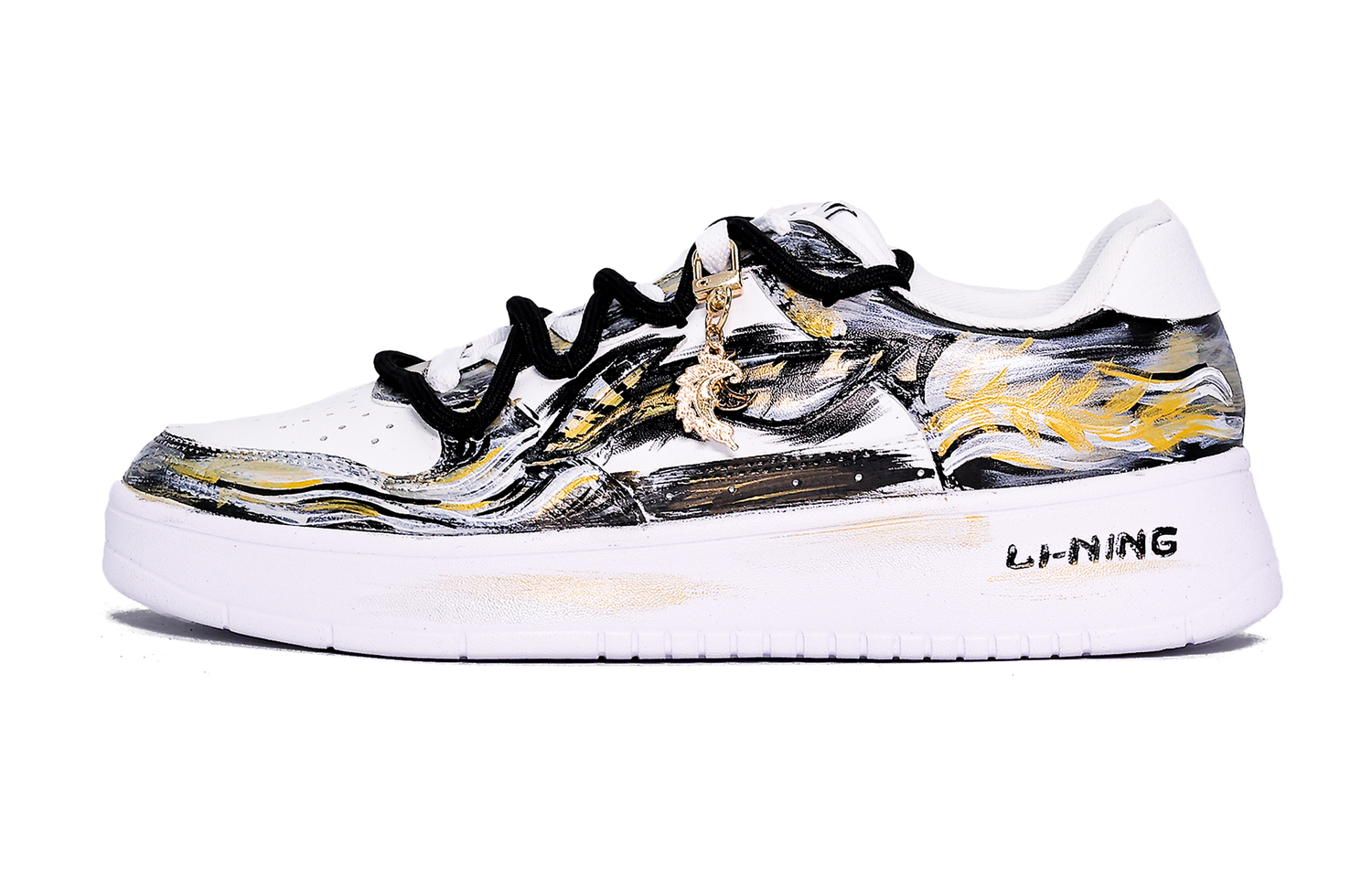 

Li Ning Floating Boat устойчивые к истиранию амортизирующие низкие кроссовки для скейтбординга мужские Li-Ning, черный золотой