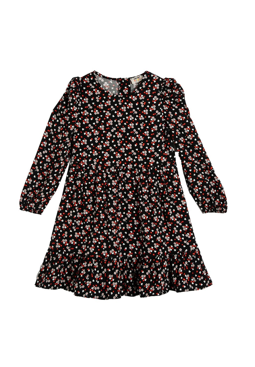 

Летнее платье Floral Midi Long Sleeve Round Neck Ruffle Detail Koton, черный