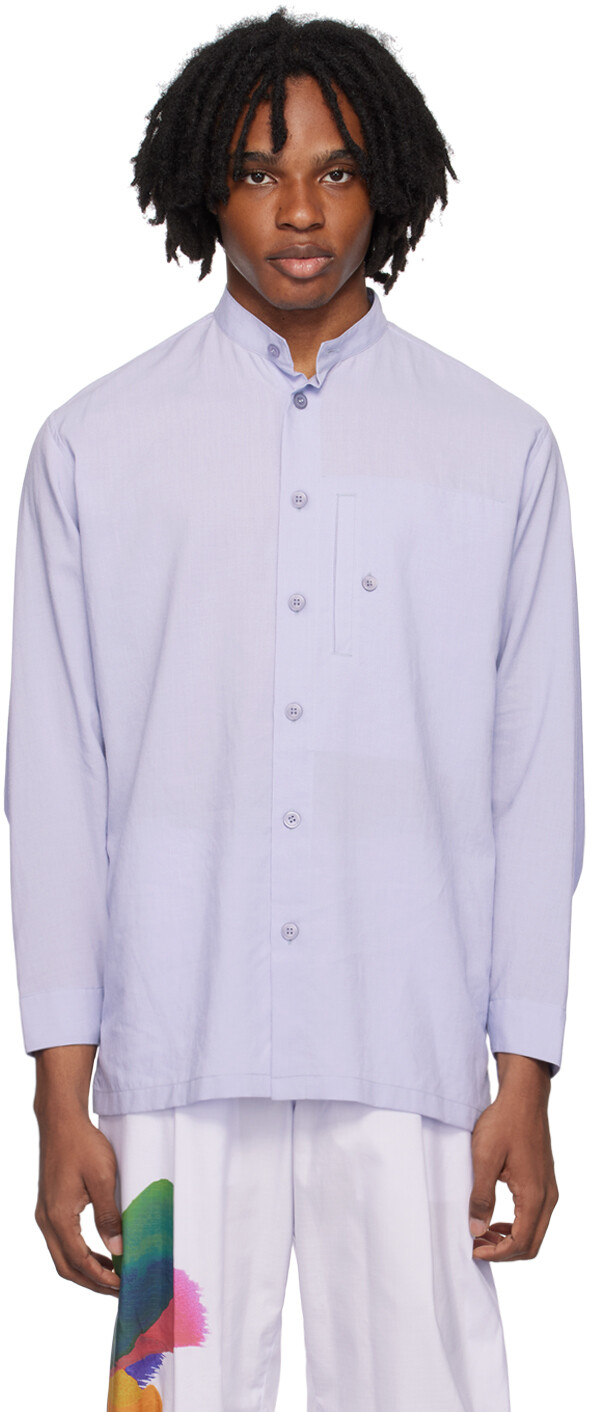 

Фиолетовая рубашка с карманом HOMME PLISSe ISSEY MIYAKE