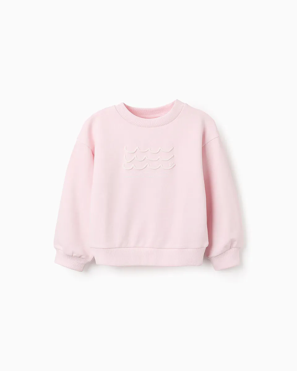 

Девичий свитшот с круглым вырезом и рельефным рисунком Zippy, цвет Rosa