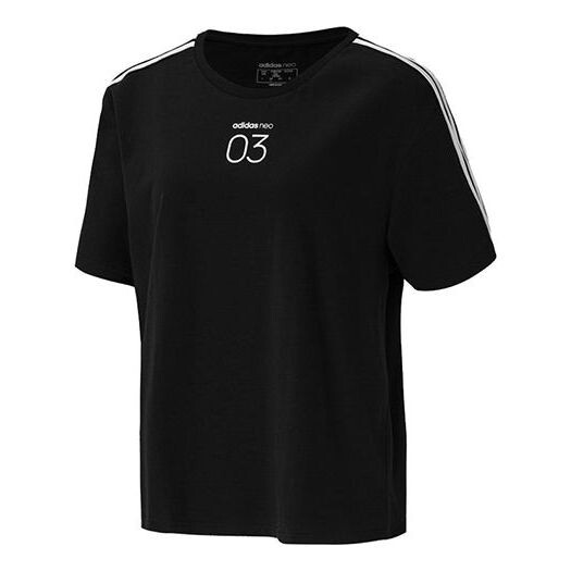 

Футболка neo inject tee athleisure casual sports side stripe short sleeve black Adidas, черный