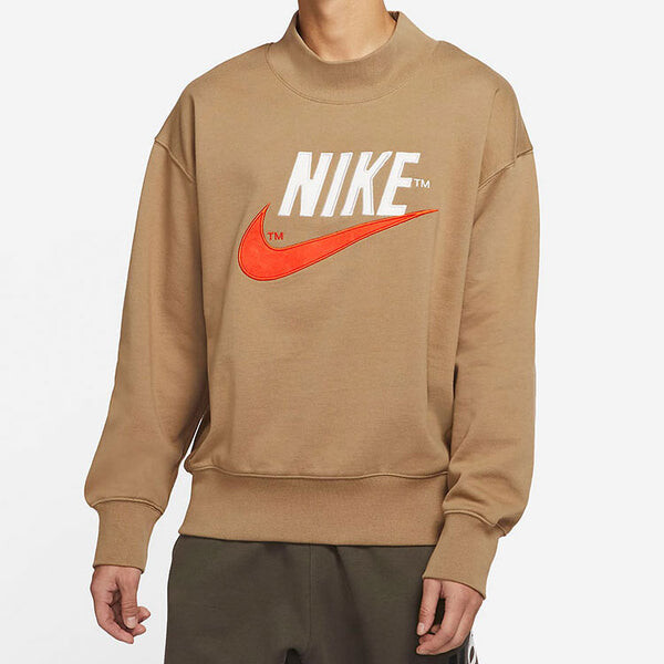 Толстовка trend capsule series logo embroidered sports round neck pullover brown Nike, коричневый — фото 3
