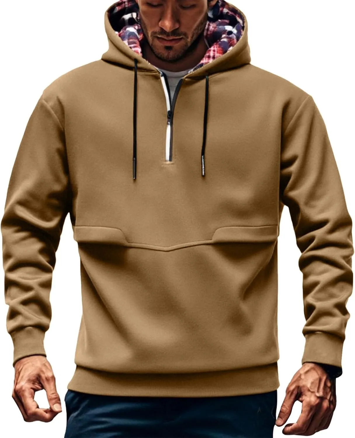 

Мужская худи с молнией на четверть Slim Fit с длинными рукавами и кулиской