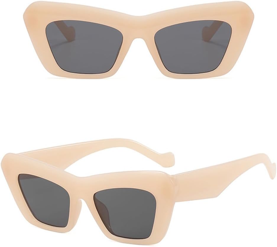 

Солнцезащитные очки 2026 года для мужчин и женщин, форма «кошачий глаз», модные солнцезащитные очки для женщин с защитой от УФ-излучения, бежево-серые MTZJH, One Color