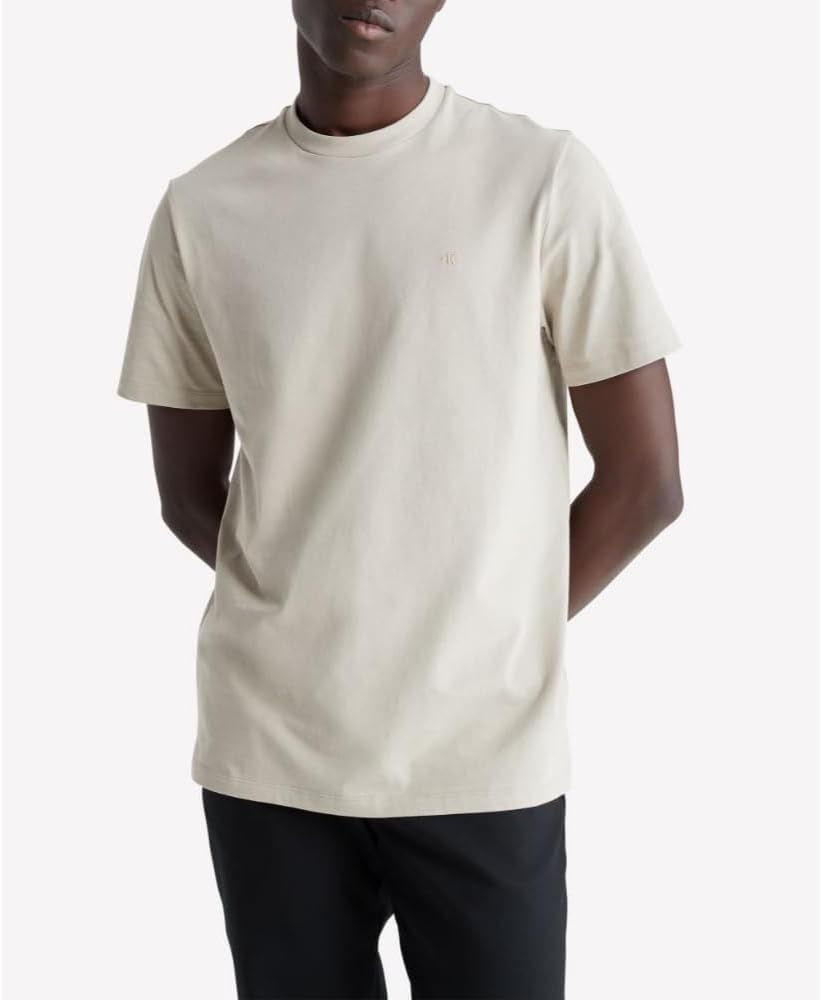 Мужская футболка Calvin Klein из гладкого хлопка с круглым вырезом, Plaza Taupe — фото 3