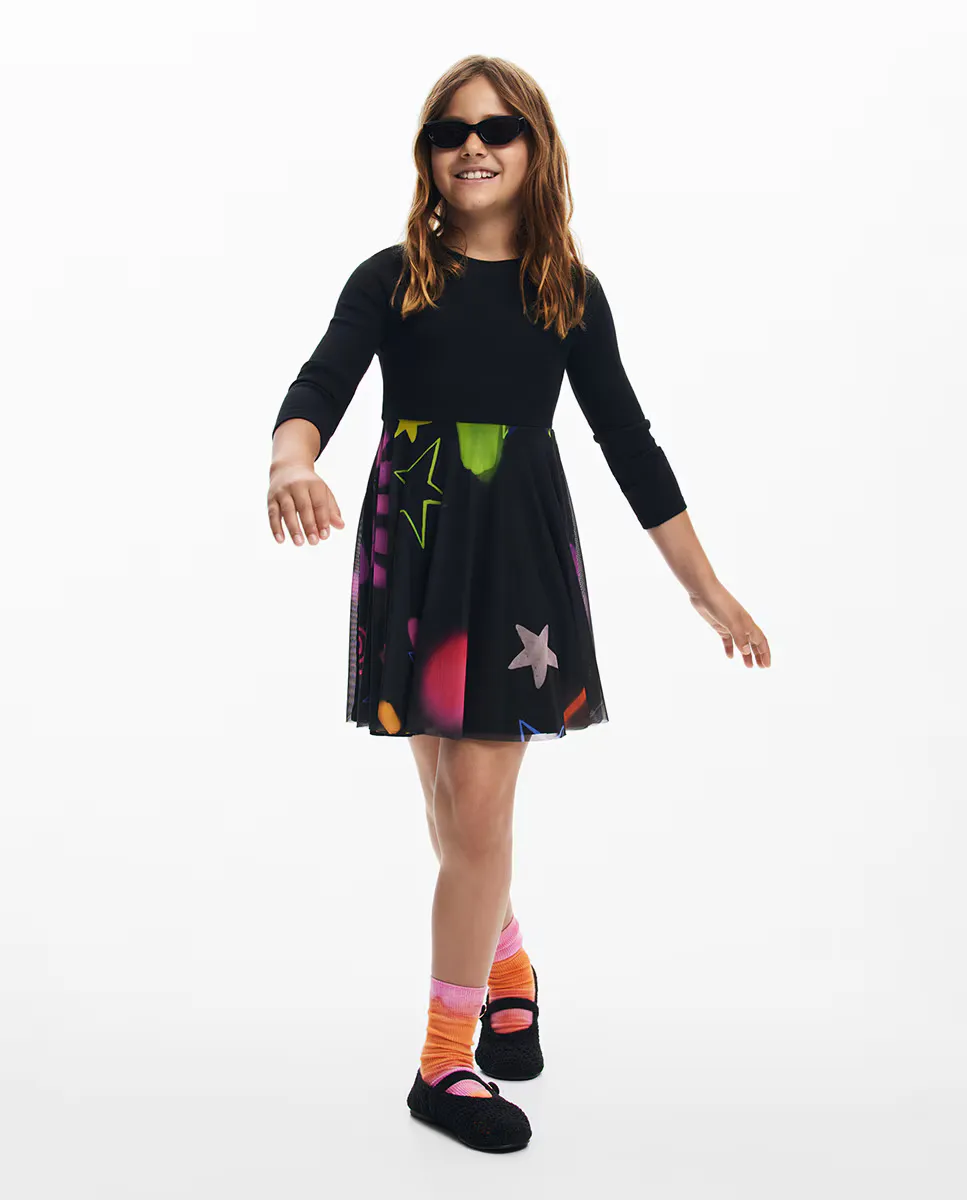 

Комбинированное платье Girls's Stars Desigual, чёрный