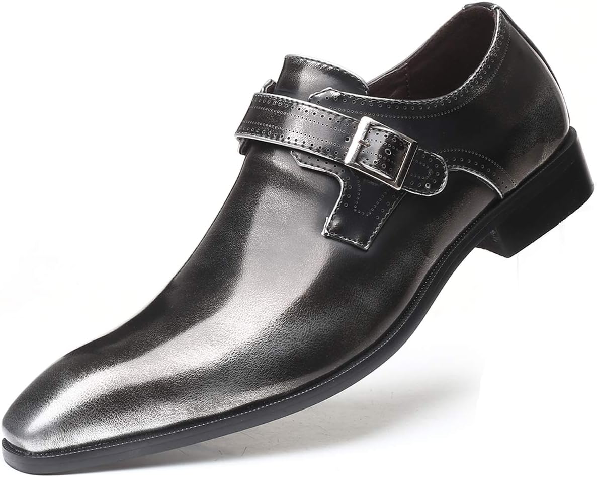 

Мужские ретро мокасины-монахи Формальная деловая повседневная удобная обувь без шнурков Santimon, серебро