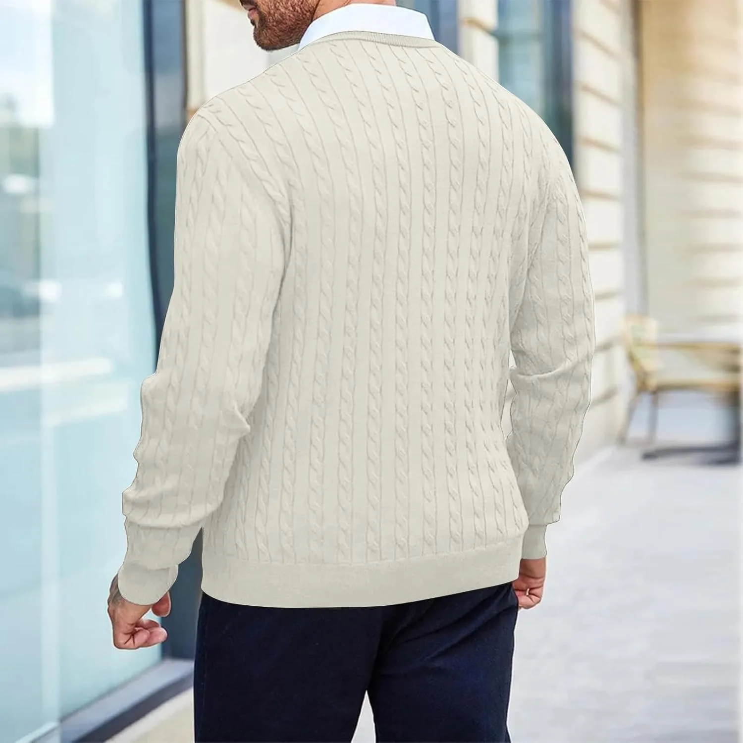 Мужской свитер классической вязки, Casual, Crewneck — фото 2