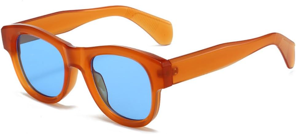 

Ретро овальные женские солнцезащитные очки конфетных цветов, модные панк-очки для мужчин, желто-синие очки с защитой от УФ-излучения UV400, трендовые солнцезащитные очки TKKTLLT, Orange Blue