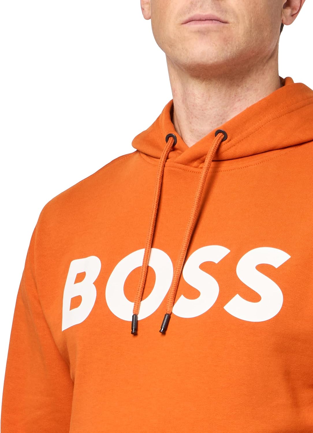 BOSS мужская толстовка с капюшоном из хлопка с большим логотипом, Apricot Orange — фото 3
