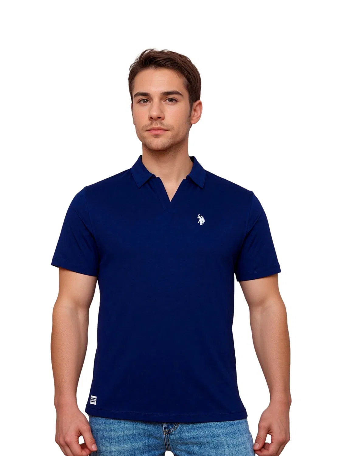 Футболка U.S. POLO ASSN. Knopflos синего цвета — фото 3