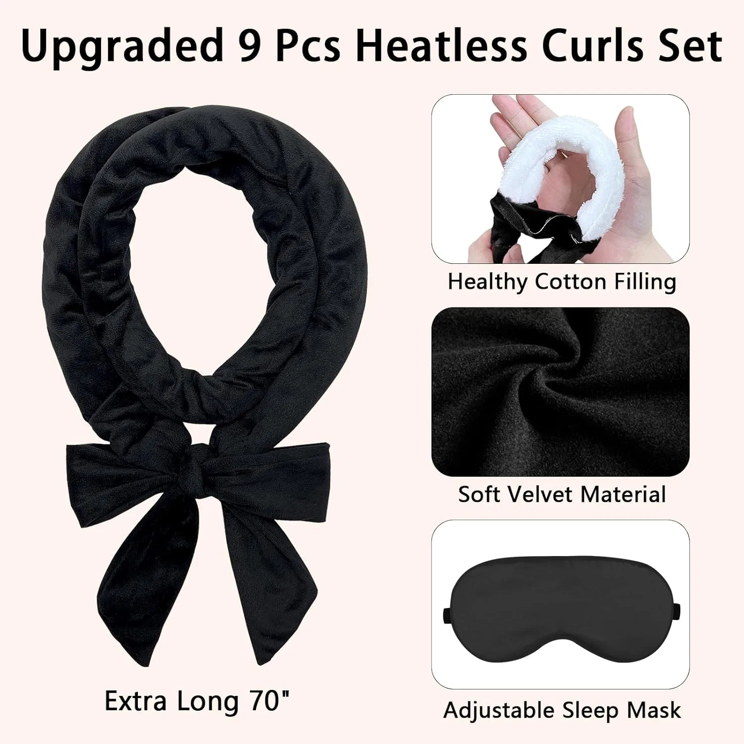 Бигуди для завивки без нагрева «Velvet Heatless Curls Band» Baolivi, Black — фото 2