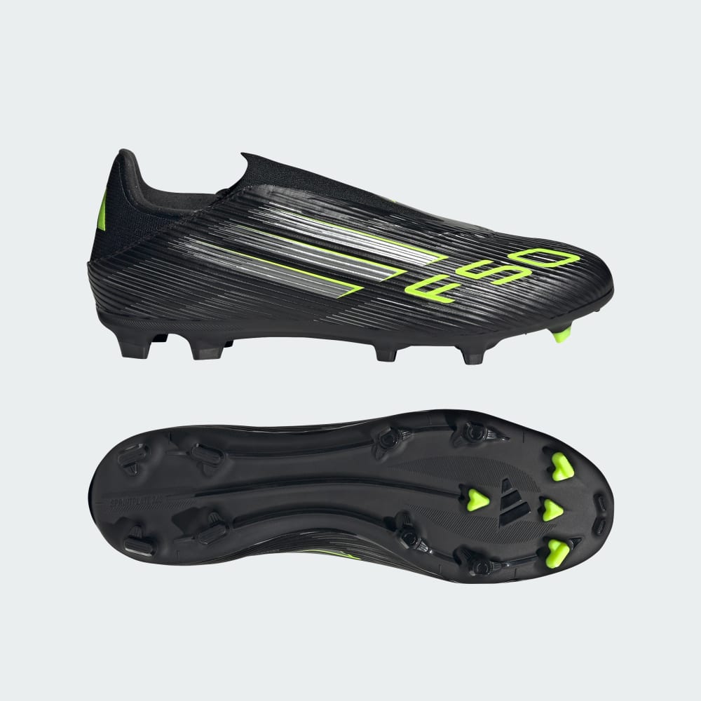 

Бутсы Adidas F50 League Laceless Firm/Multi-Ground Cleats, цвет Core Black/Iron Metallic/Lucid Lemon