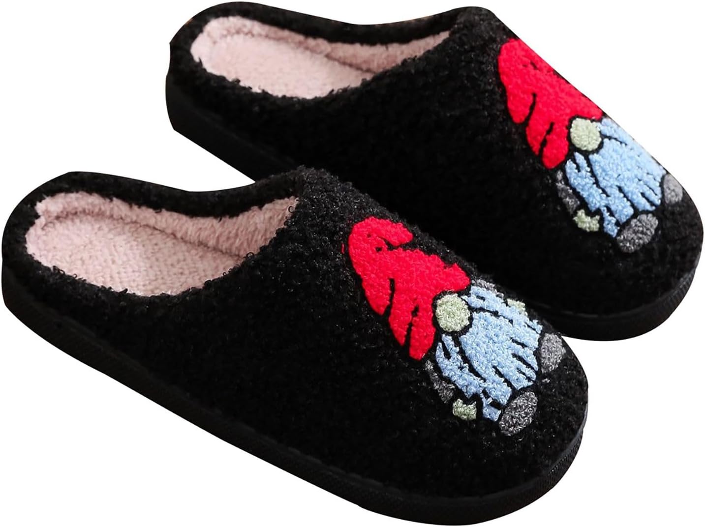 

Рождественские тапочки для женщин и мужчин 2025 года, зимние плюшевые с эффектом памяти, мягкие пушистые тапочки, уютная теплая домашняя обувь в винтажном стиле Generic, черный