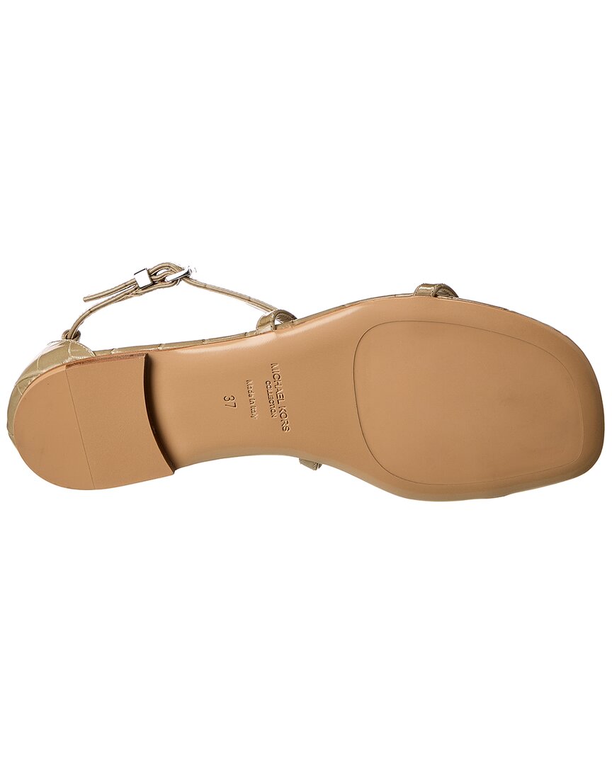 Michael Kors Collection Polly Runway Croc-Embossed Leather Sandal, коричневый — фото 4