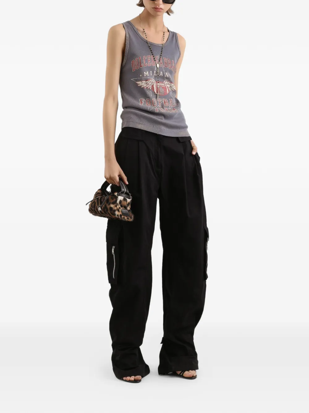 

Майка без рукавов с круглым вырезом и принтом Dolce & Gabbana, серый