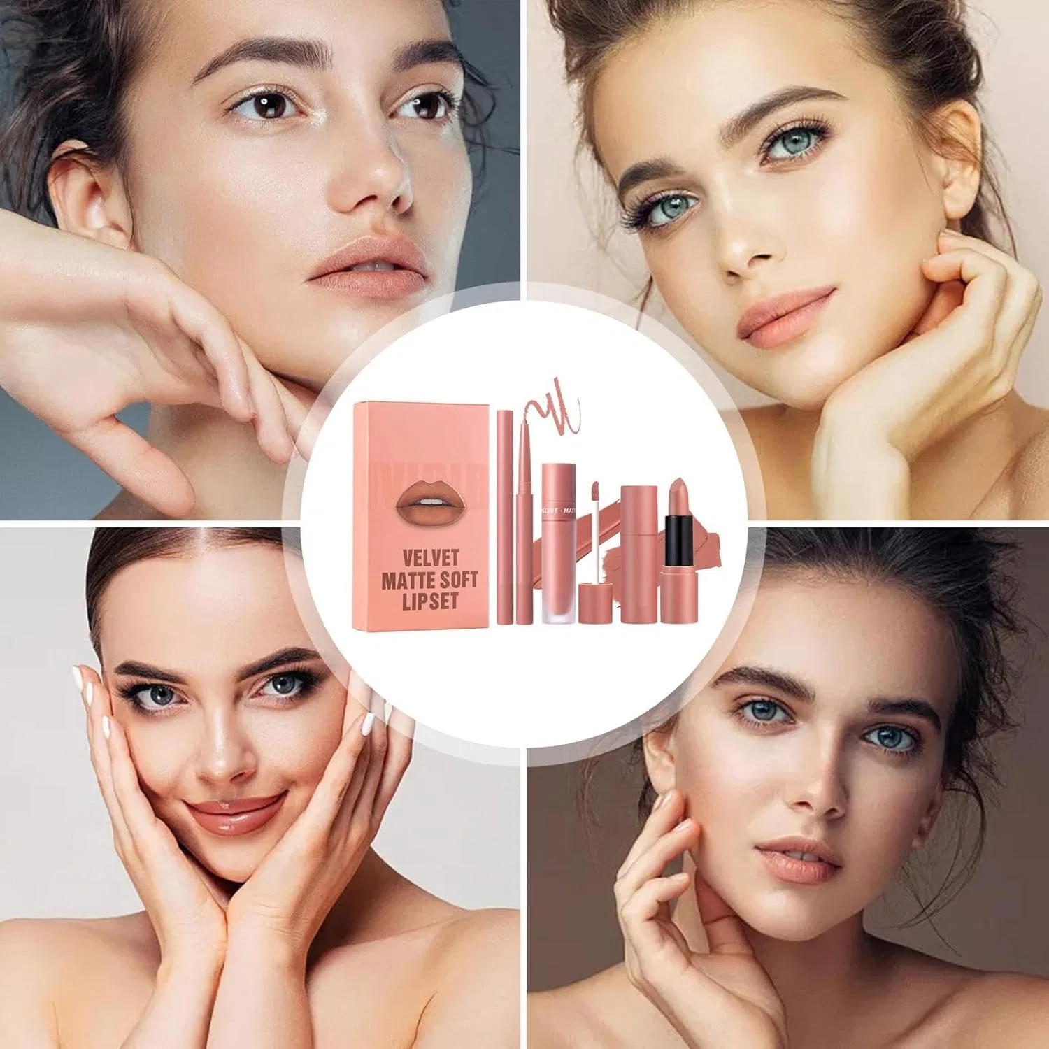 Набор для губ Velvet Lipstick Set, Zqkimzi, мультиколор, 3 шт — фото 3