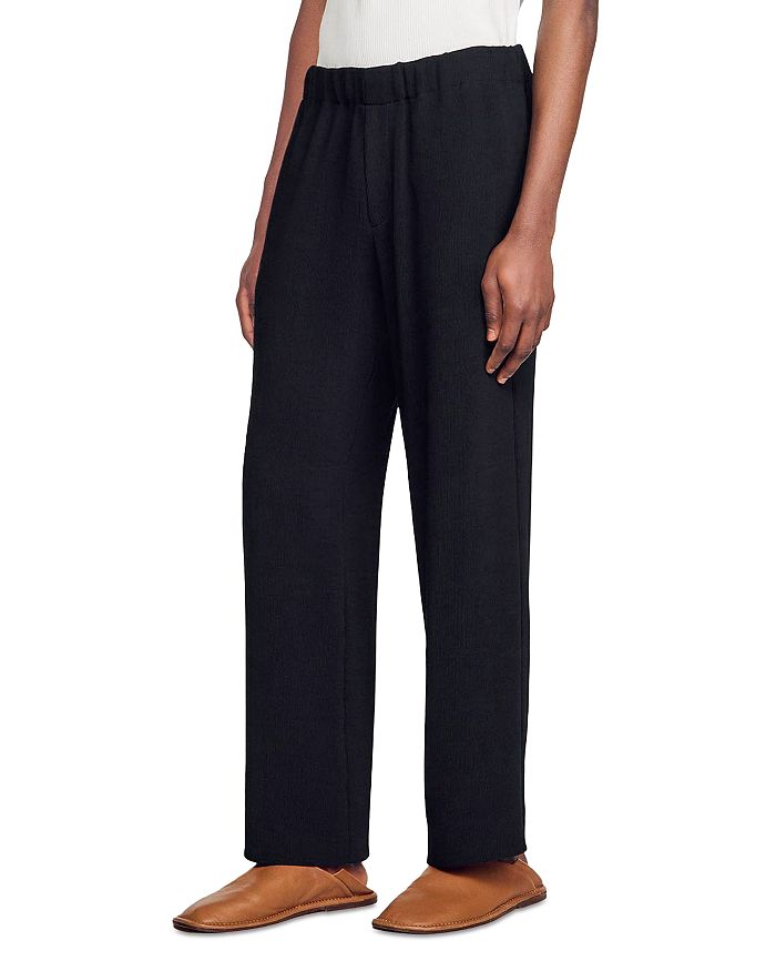 

Микроплиссированные брюки Regular Fit с широкими штанинами Sandro, черный