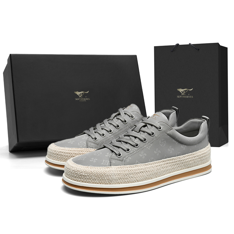 

SEPTWOLVES Низкие кожаные мужские туфли серого цвета, цвет Gray (Standard Leather Shoe Size)