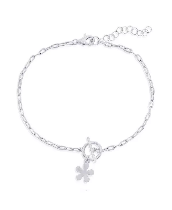 

Браслет-Скрепка с подвеской-цветком из стерлингового серебра Simona, silver