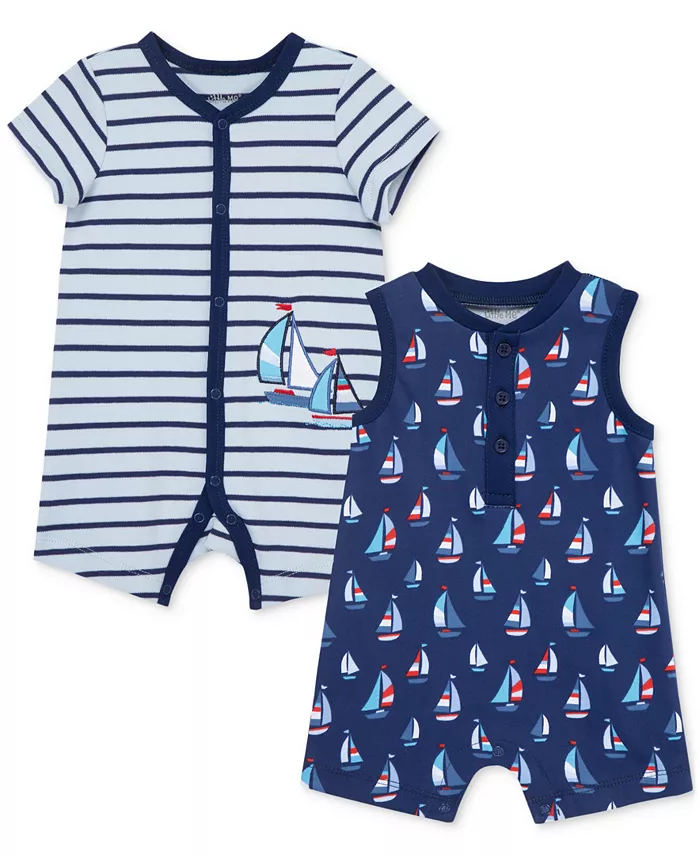 

Комплект из 2 комбинезонов Baby Boys Sailboats с рисунком парусников Little Me, синий