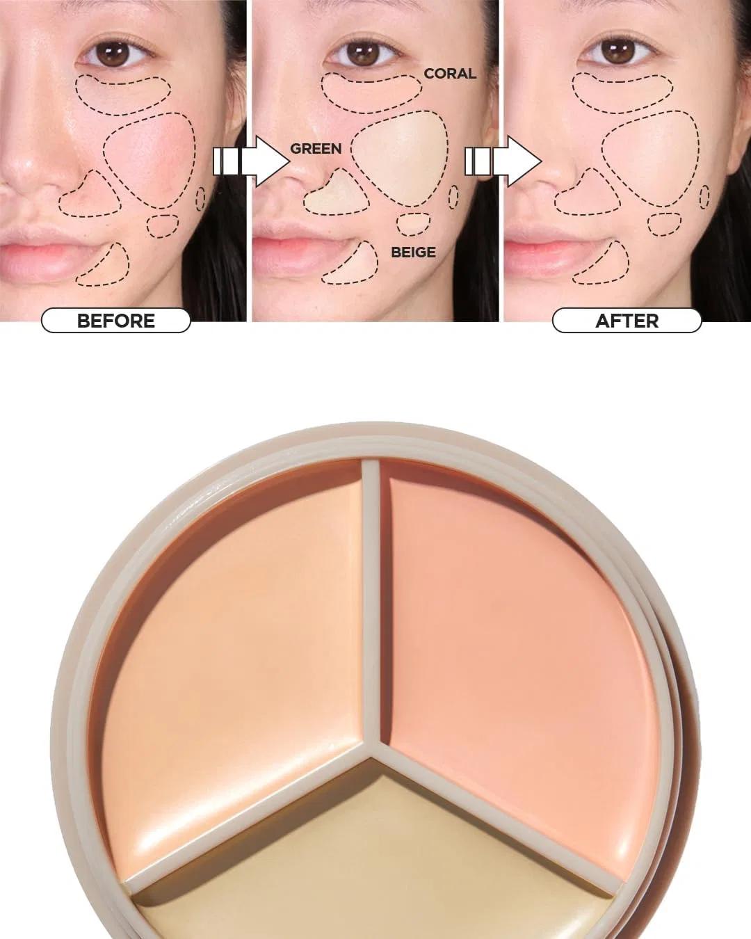 Консилер The Saem Cover Perfection Triple Pot, корректирующий, бежевый, 13.5 г — фото 3