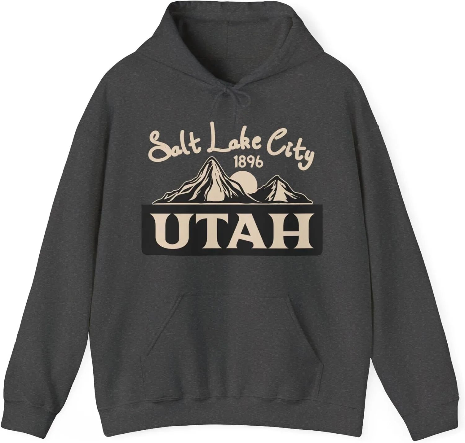Толстовка с капюшоном Utah Salt Lake City College, университетская футболка, подарок из штата Юта, толстовка с капюшоном с изображением национального парка, хлопковая толстовка унисекс GENERIC, Dark Heather